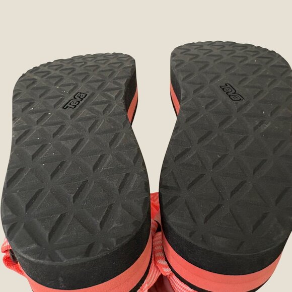 Teva Womens Platform Candy Stripe Sandals Vibrant Orange Chunky Sole Size 8 - Picture 5 of 10